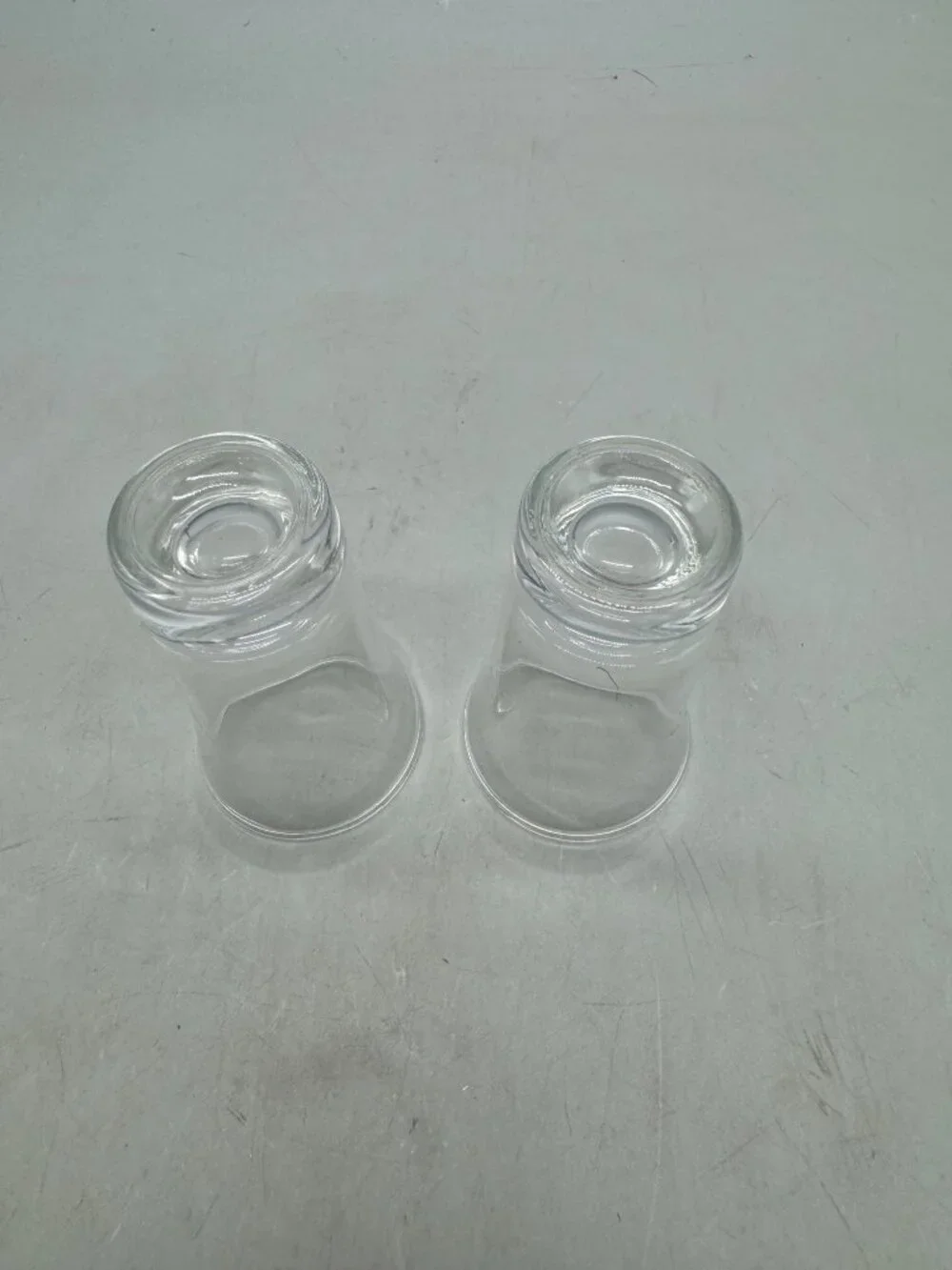 Vintage Set Of 2 Clear Glass Shot Glasses fluted top 3.5